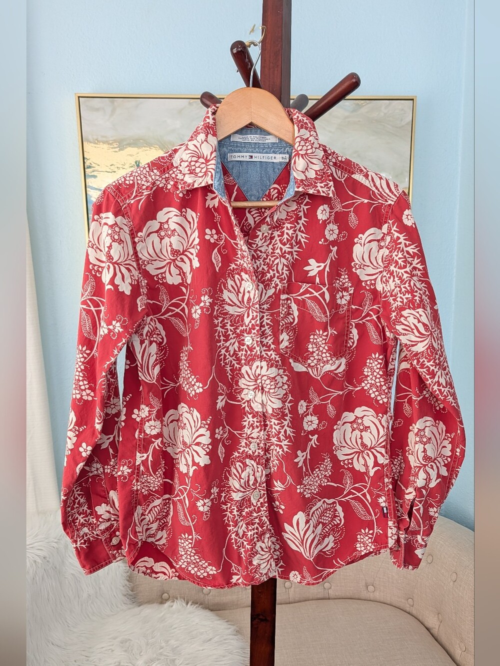 Tommy Hilfiger Woman's  Floral Collar Shirt Sz S